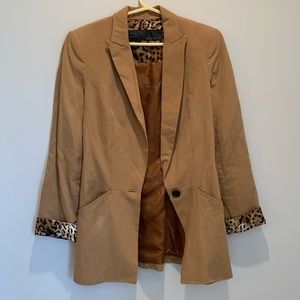 Zara Tan and Cheetah Print Blazer